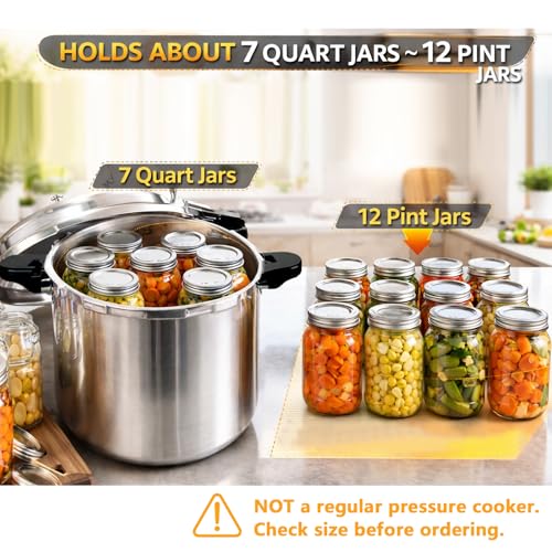 KILOGORGE 24 qt Pressure Canner,Canning Pressure Cooker with Gauge,14.5PSI,Large Capacity Aluminum Pressure Canners for Compatibility Gas and Induction Cooktops