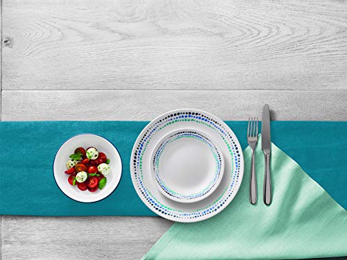 Corelle Vitrelle 18-Piece Service for 6 Dinnerware Set Triple Layer Glass and Chip Resistant, Lightweight Round Plates and Bowls Set, Ocean Blue