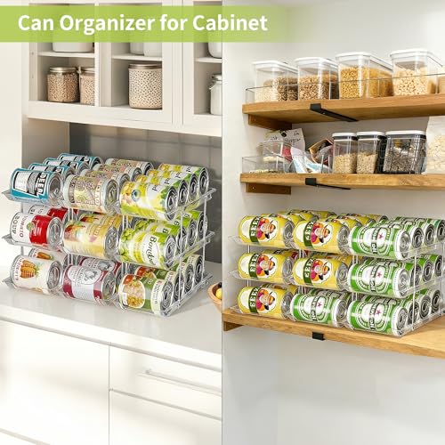 Can Organizer for Pantry Soda Can Organizer Automatic Rolling Food Pantry Storage Rack Can Dispenser for Fridge Holds 36 Cans, Fits 5.8-Inch Soda and Can, Set of 9