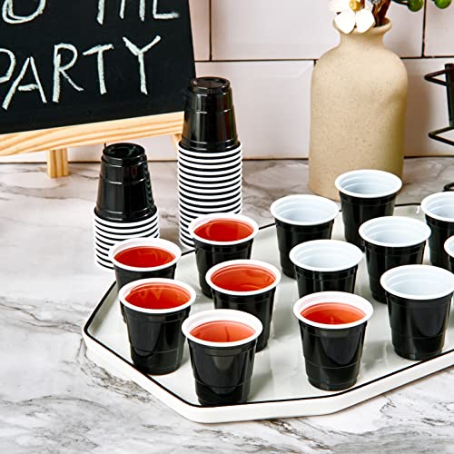 Lilymicky 600 PACK 2 oz Plastic Shot Glasses, Mini Black Disposable Shot Cups for Parties, Carnivals, and Any Events
