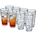 Amazing Abby - Iceberg - 24-Ounce Plastic Tumblers (Set of 8), Plastic Drinking Glasses, All-Clear High-Balls, Reusable Cups, Stackable, BPA-Free, Shatter-Proof, Dishwasher-Safe