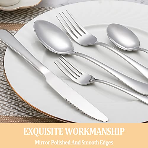 MUTNITT 30 Pcs Silverware Set Service for 6,Premium Stainless Steel Flatware Set,Mirror Polished Cutlery Utensil Sets,Durable Kitchen Eating Tableware Sets,Include Fork Knife Spoon,Dishwasher Safe