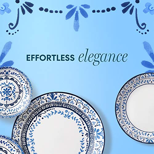 Corelle Vitrelle 18-Piece Service for 6 Dinnerware Set, Triple Layer Glass and Chip Resistant, Lightweight Round Plates and Bowls Set, Portofino