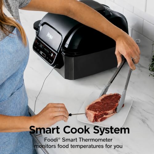 Ninja® Foodi™ Smart 5-in-1 Indoor Grill | With 4-Quart Air Fryer, Roast, Bake, Dehydrate, and Smart Cook System | Black | LG451BK