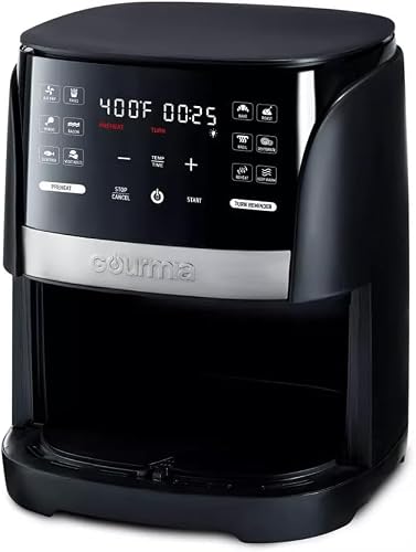 Gourmias 6 Qt Digital Window Air Fryer With 12 Presets, Guided Cooking, Touch Controls & Viewing Window – Oil-Free Frying, Easy Clean, Black