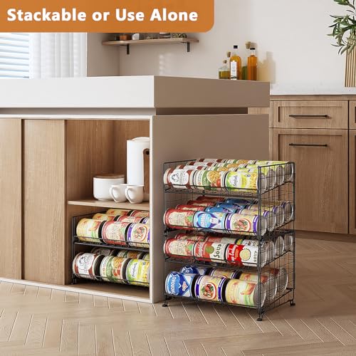JKsmart 3-Pack Stackable Rack Organizer, Can Rack Storage for Kitchen Pantry Cabinet Holds Up to 64 Cans, 2-Tier Can Holders for Food, Multifunctional Dispenser for Snacks Soda