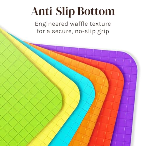 Extra Thick Flexible Plastic Cutting Board Mats, Set of 6 for Kitchen, BPA Free, Non-Slip Waffle Back, Dishwasher Safe Cutting Boards, Color Coded with Food Icons, 15x12 Inch - Cooler Kitchen