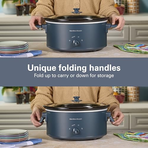 Hamilton Beach 6 Quart Slow Cooker With Space-Saving Folding Handles