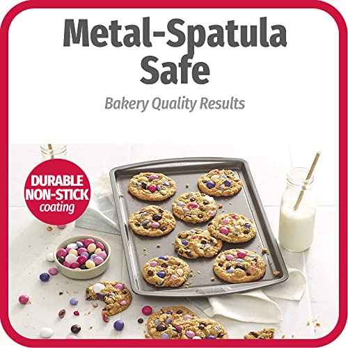 GoodCook Everyday Baking Sheet Set Nonstick Carbon Steel Standard-Sized Cookie Sheets for Even Baking, Bakeware Set Includes 3 Pans with Scratch-Resistant Finish, 13x9-Inch, Gray