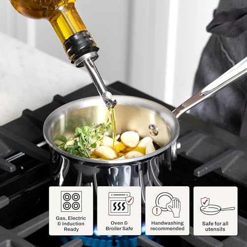 All-Clad D3® Stainless Steel 0.5 Quart Butter Warmer Saucepan- Made in the USA- The Original Bonded Professional Cookware- Oven Safe & Induction Compatible