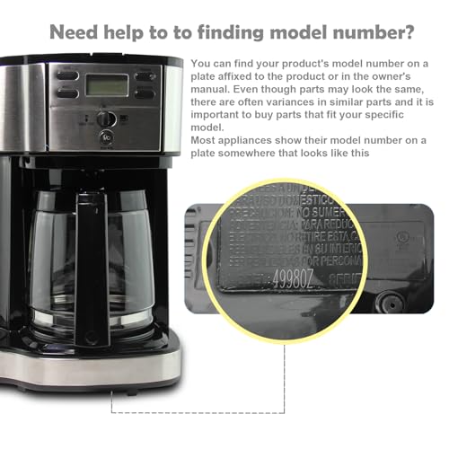 12-Cup Glass Carafe Replacement Compatible with Hamilton Beach Coffeemaker Models 46310, 49976, 49966, 49350, 49957, 49954, 49933, 49980A, 49980Z, 49983, 49618, 46300, 49950