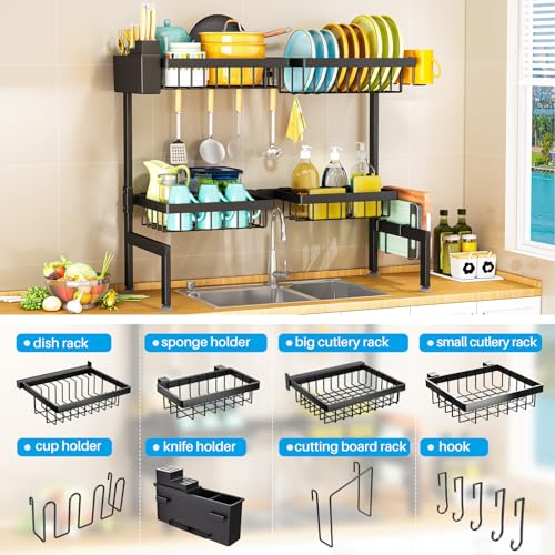 ARSTPEOE Large Over The Sink Dish Drying Rack 2 Tiers 4 Baskets