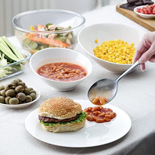 Hiware 8-Piece Serving Set - Includes 4 Spoons and 4 Slotted Spoons, 18/8 Stainless Steel Buffet Utensils - Mirror Polished, Dishwasher Safe, 8.6-Inch