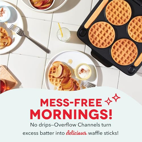 Dash Multi Mini Waffle Maker- Quad Waffle Maker for Family Breakfasts - Dual Nonstick Heating Plates & Easy-Release Surface - Compact & Fast-Heating - Aqua