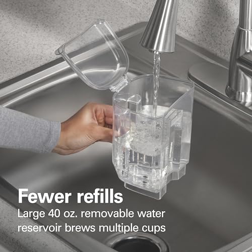Hamilton Beach The Scoop Single Serve Coffee Maker & Fast Grounds Brewer for 8-14oz. Cups, Brews in Minutes, 40oz. Removable Reservoir, Stainless Steel (49987),Silver