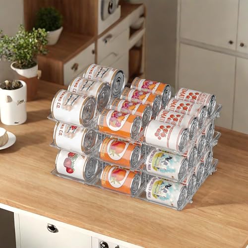Can Organizer for Pantry Soda Can Organizer Automatic Rolling Food Pantry Storage Rack Can Dispenser for Fridge Holds 36 Cans, Fits 5.8-Inch Soda and Can, Set of 9