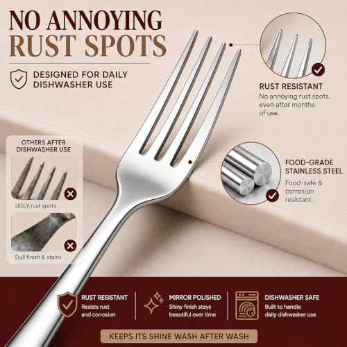 KIKCOIN 40 Pack Silverware Set for 8, Food-Grade Stainless Steel Flatware Set, Heavy Duty Mirror Polished Cutlery Utensils Set with Knives Spoons and Forks Set for Home Kitchen Restaurant Wedding