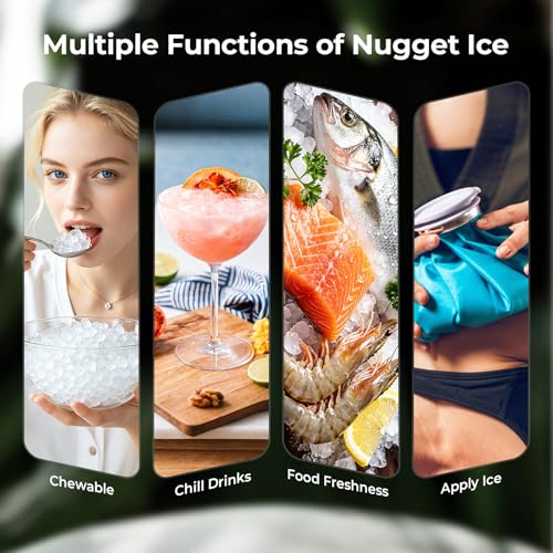 Antarctic Star Nugget Ice Maker Countertop, 33 Lbs/24H, Automatic Ice Dispenser, Self-Cleaning Portable Ice Machine, 1.8L Water Tank, Touch Screen & Auto Ice Drop, for Home/Office/Kitchen