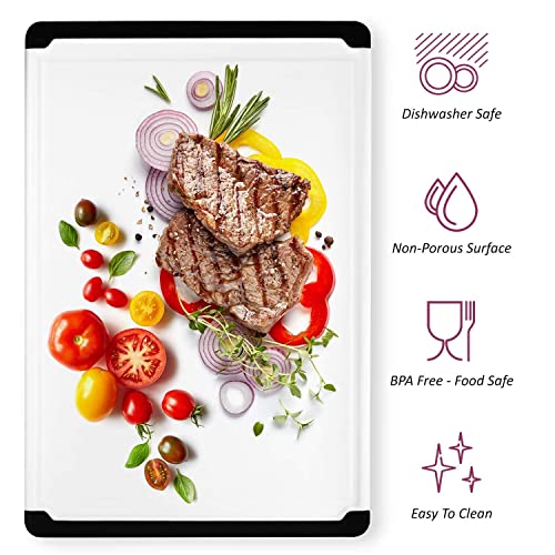 Extra Large Plastic Cutting Board for Kitchen - 18 Inch Dishwasher Safe Cutting Board, Reversible Chopping Board with Juice Groove + Non Slip Feet for Meat, Fruit, Vegetables, Meal Prep by Belwares