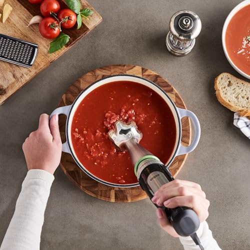 Braun 4-in-1 Immersion Hand Blender, Powerful 500W Stainless Steel Stick Blender, Variable Speed + 6-Cup Food Processor, Whisk, Beaker, Masher, Finer Blending, MultiQuick MQ7077