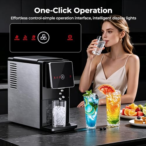 Antarctic Star Nugget Ice Maker Countertop, 33 Lbs/24H, Automatic Ice Dispenser, Self-Cleaning Portable Ice Machine, 1.8L Water Tank, Touch Screen & Auto Ice Drop, for Home/Office/Kitchen