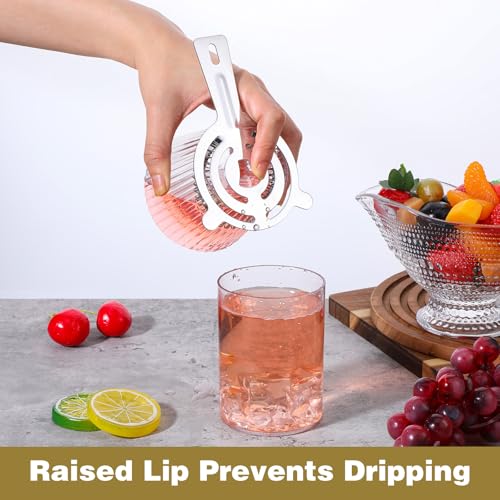 16 Pcs Stainless Steel Strainer for Bartender, Professional Cocktail Strainer with Straight Handle for Ice Filtering, Bar Tools for Mixologists, Home Bars, Restaurants (Silver)