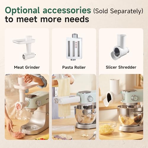 Hauswirt Stand Mixer Silent with LED Touch Screen, 5.3QT XL Large Mixers Kitchen Electric Stand Mixer for Household, 500W DC Motor 11-Speed for Bread Pasta Meat – Lake Green