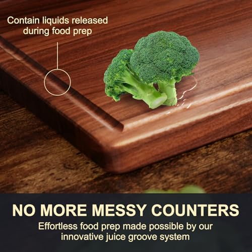 Walnut Wooden Cutting Boards for Kitchen, Solid Wood Cutting Board Set - Charcuterie & Chopping Butcher Block for Meat - Kitchen Gadgets Gift (Walnut 17in*12in)