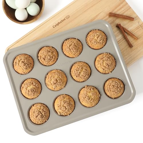 Calphalon Legacy 10-Piece Nonstick Bakeware Set, PFA-Free Nonstick Coating, Oven Safe, Includes Sheet Pans, Muffin Pan, Round Cake Pans, Loaf Pan and Cooling Rack, Cream Grey