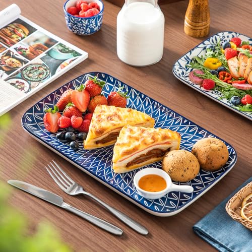 vancasso Porcelain Serving Trays for Party, Serving Platters Set of 3,Serving Dishes for Entertaining, Ceramic Party Trays and Platters for Serving Food, 16"/14"/12" Inch, Series SELENE