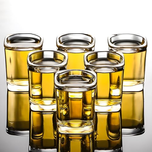 SUN GKOTTA 60-Pack 2.2oz Heavy Base Square Shot Glasses Bulk,Clear Glass Shooters Set for Tequila,Whiskey,Espresso, Party Favors,Wedding And Birthday Gifts