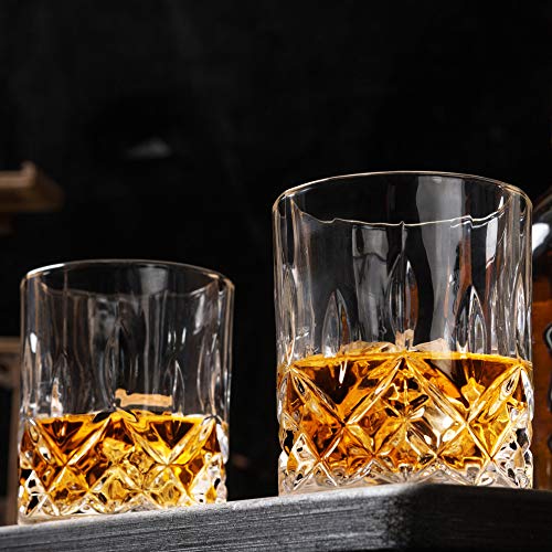 KANARS Whiskey Glasses Set of 6 with Elegant Gift Box,10 Oz Premium Old Fashioned Crystal Glass Tumbler for Liquor, Scotch, Cocktail or Bourbon Drinking, Gifts for Birthday Thanksgiving Father's Day