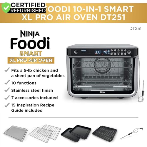 Ninja DT2550 Foodi 10-in-1 Smart XL Air Fry Oven (Renewed) Bundle with 3 YR CPS Enhanced Protection Pack