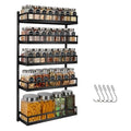 X-cosrack Wall Mount Spice Rack Organizer 5 Tier Height-Adjustable Hanging Spice Shelf Storage for Kitchen Pantry Cabinet, Dual-Use Seasoning Holder Rack with Hooks, Black-Patented