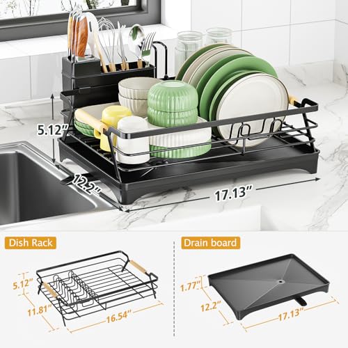 Epicano Dish Drying Rack for Kitchen Counter,Black,Large Capacity