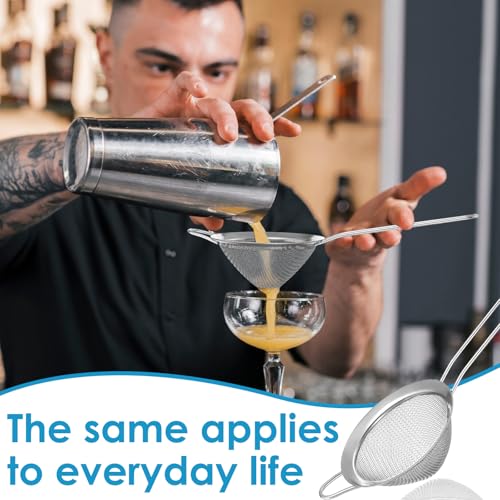 20 Pack Stainless Steel Cocktail Strainers - 3.2" Silver Cone Shaped Bar Strainers for Tea, Coffee, Drinks, Long Handle Kitchen & Bar Tool