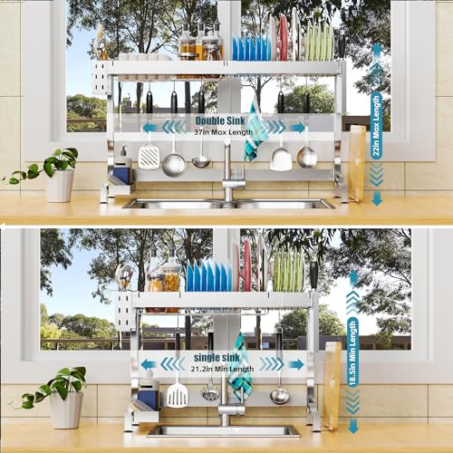 MINGLING Over The Sink Dish Drying Rack, Kitchen Dish Rack Over Sink