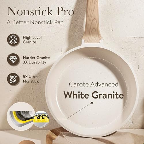 CAROTE 21pcs Pots and Pans Set, Nonstick Cookware Sets, Induction Cookware Kitchen Set Non Stick Cooking Set w/Frying Pans & Saucepans (PFOS, PFOA Free)