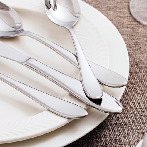 KINGSTONE 40-Piece Silverware Set for 8,18/10 Premium Stainless Steel Flatware Set, for Home, Restaurant, Wedding and Party Use, Mirror-Polished Cutlery Set, Dishwasher Safe