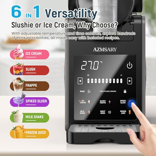 Slushie Machine & Ice Cream Maker, 85oz Larger Slushie Machine for Home, LED Display | 6 Preset Programs | Auto-Clean, Perfect for Margaritas, Frappes, Milkshakes & Smoothies, No Ice Needed