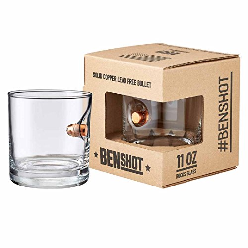 BenShot Rocks Glass with Real 0.45ACP Bullet - 11oz | Made in the USA