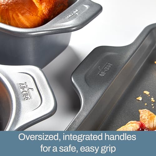All-Clad Pro-Release Nonstick Bakeware Set 10 Piece Oven Safe 450F Half Sheet, Cookie Sheet, Muffin Pan, Cooling & Baking Rack, Round Cake Pan, Loaf Pan, Baking Pan Grey