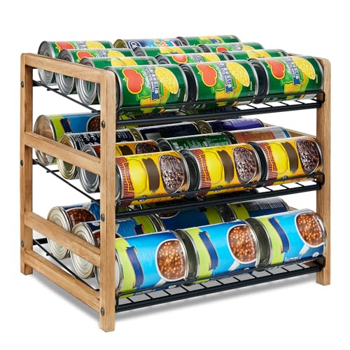 DGWJSU Can Organizer for Pantry 3-Tier, Can Storage Organizer Pantry, Soda Can Organizer, Holds up to 36 Cans Holders for Pantry, Cabinet, Countertop, Carbonized Brown