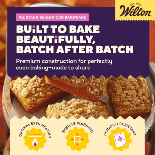 Wilton Gold Non-Stick Bakeware Mini Loaf - Baking Pan for Mini Banana Breads, Cakes & More - Made Without PFAS - Offers Even Heat Distribution & Hassle-Free Cleaning - 15 x 10 x 1.6 Inch, 8 Cavity