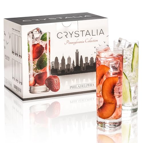 Highball Glasses, Water Drinking Glasses Set of 6, Old Fashioned Glass Tumbler, Elegant Collins Glasses for Water, Juice, Cocktails, Wine, Beer, and Whiskey, 13 oz, Set of 6 (Highball Glasses)