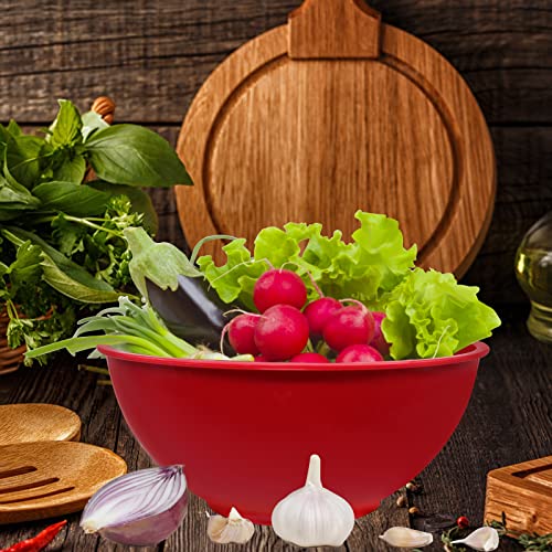 ATRDTO Classic Mixing Bowl Set, Microwave and Dishwasher Safe,Ideal for Baking, Prepping, Cooking and Serving Food (Set of 6) (Red)