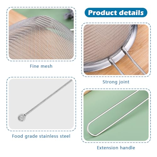 Cocktail Strainer Set, 2 Pack Stainless Steel Fine Mesh Bar Strainers with Muddler, 3.35 in Size, for Cocktails Tea Coffee Juice, Home Bar and Shaker Use