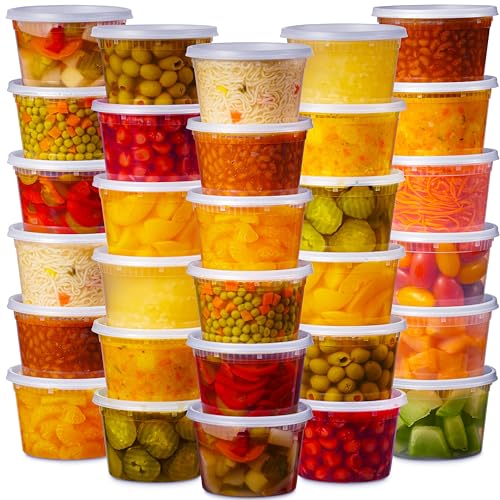 48 Pack Plastic Deli Containers with Lids (16, 32 oz 24 Each) - Food Storage Containers with Lids - Clear Disposable Meal Prep Containers, BPA Free, Stackable, Leakproof, Microwave and Freezer Safe