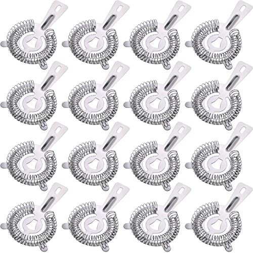 Perthlin 16 Pcs Bar Bartender Strainer Stainless Steel Drink Cocktail Strainers Silver Shaker Ice Bar Shelf or Bartenders Mixologists Drinking Water Filtering