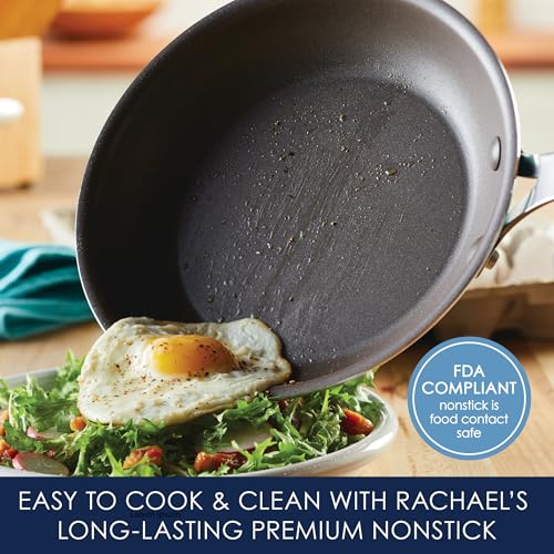 Rachael Ray Cook + Create Aluminum Nonstick Cookware Set, 10-Piece, Almond